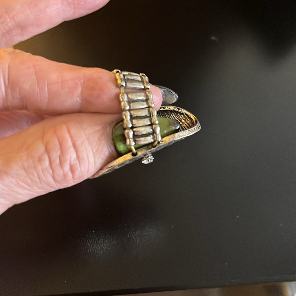 Silver Rhinestone Cross Ring - image 7